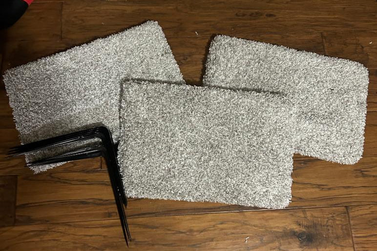 Grey Carpeted shelves